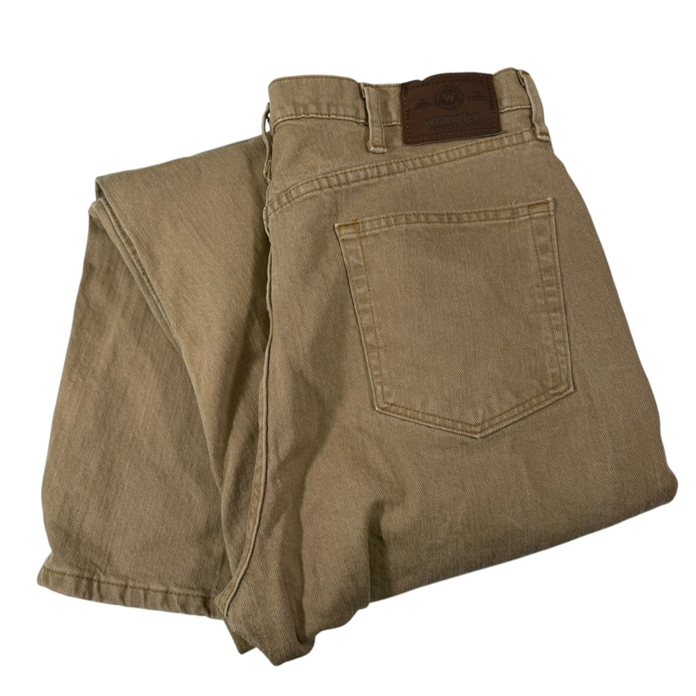 Wrangler 36x32 Tan Regular Fit Jeans Straight Leg Rugged Workwear Western Pants
